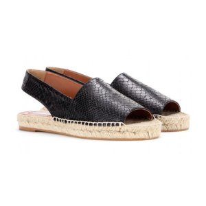 Stella McCartney Snakeskin Espadrilles Sandals Flats Black Size 39